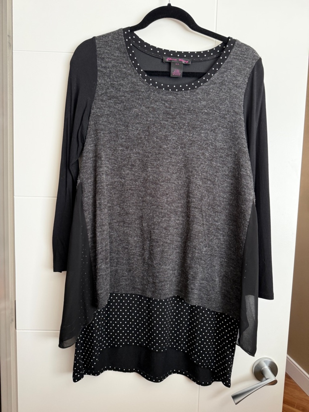 Black and Gray Layered Polka Dot Tunic